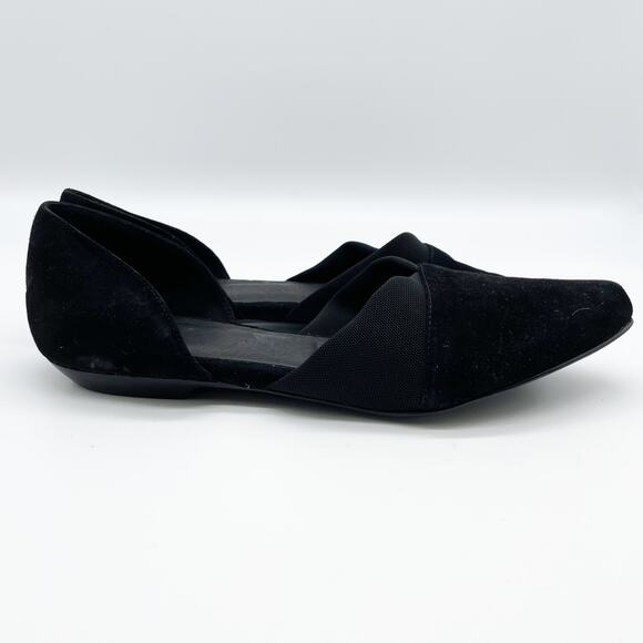 Eileen Fisher Women's Black D'Orsay Flats Suede Mesh Pointed Toe Black Size 10 - Picture 5 of 9